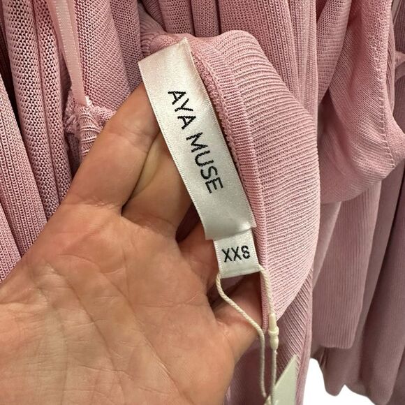 New Aya Muse Edo Halterneck Draped Maxi Dress XXS Light Pink - Picture 8 of 10